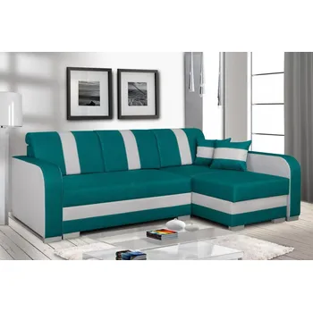 Sedací souprava Falco Rohová sedací souprava Costa, rozkládací s úložným prostorem, pravá, tyrkysová, šedá/Twist 12/18