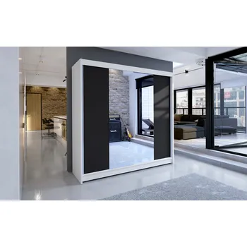 Šatní skříň Falco Šatní skříň Taisa II 180 se zrcadlem, bílá/černá