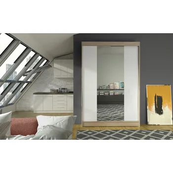 Šatní skříň Falco Šatní skříň Linora II 120 se zrcadlem, sonoma/bílá