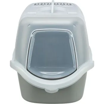 Toaleta pro kočku Trixie WC VICO Open TOP 40 x 40 x 56 cm, s odklápěním, s filtrem, lopatkou, světlešedá/bílá