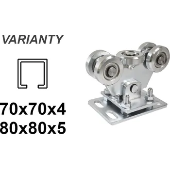 Pohon brány Vozík výkyvný s regulací celokovový, 5 rolí s montážní deskou 80 (V-02-5)