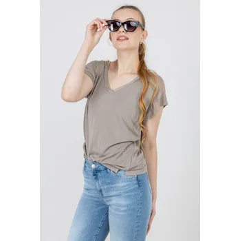 Dámské tričko Broadway dámské triko výstřih do V béžové Velikost: L