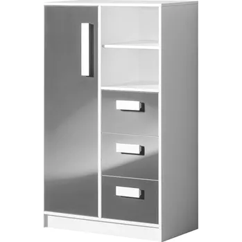 Komoda Dětská skříňka GULLIWER 5 bílá/šedá lesk