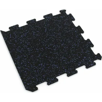 Venkovní dlažba Černo-modrá gumová modulová puzzle dlažba (okraj) FLOMA FitFlo SF1050 - 47,8 x 47,8 x 0,8 cm