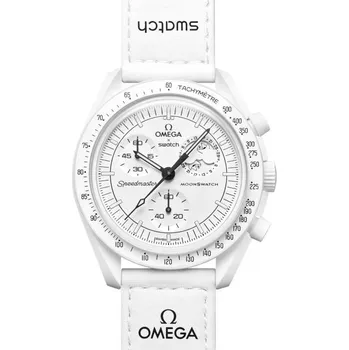 Hodinky Swatch x Omega Bioceramic Moonswatch Mission to Moonphase Snoopy Full Moon Velikost řemínku: 42mm bílá