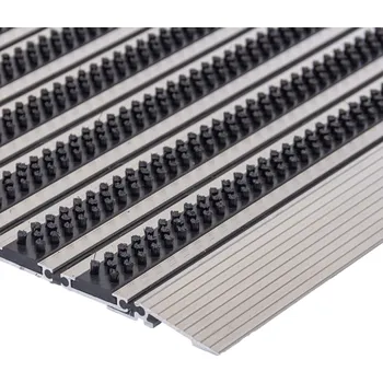 Rohožka Stříbrná hliníková venkovní čisticí kartáčová vstupní rohož FLOMA Topline - 50 x 80 x 1,5 cm