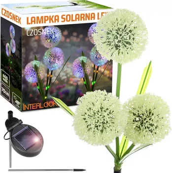 Dekorativní svítidlo Interlook FLD-03-C | Zahradní solární lampa LED Dekorativní česnek trojitý | 70 cm, 600 mAh