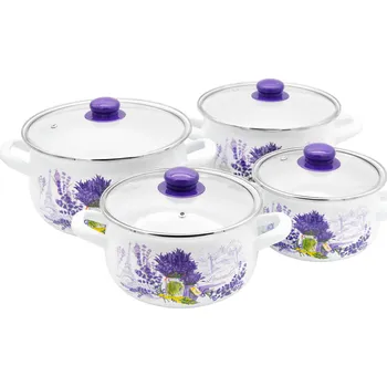 Sada nádobí Mayerhoff Hrnec sada smalt 8 dílná LEVANDULE NEW