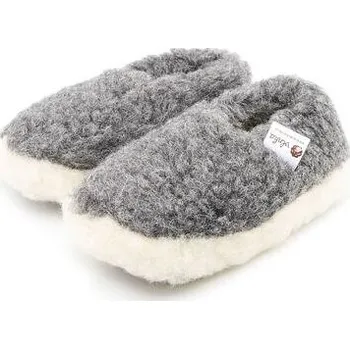 Dámské pantofle Vlnka Dětské nízké TV bačkory z ovčí vlny šedá velikost obuv dětské 27-28