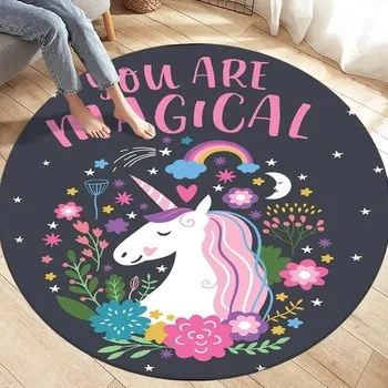 Koberec Kulatý dětský koberec s jednorožcem - 5,40 cm x 40 cm