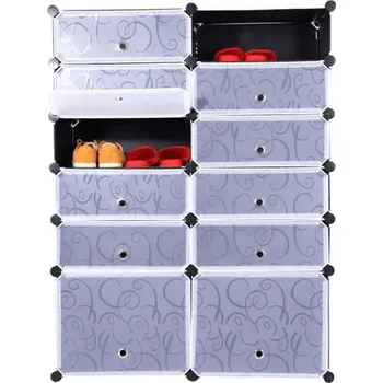 Botník Organizér na boty Bekim TYP 2 výklopný, černá/mléčná bílá