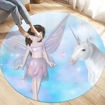 Koberec Kulatý dětský koberec s jednorožcem - 2,60 cm x 60 cm