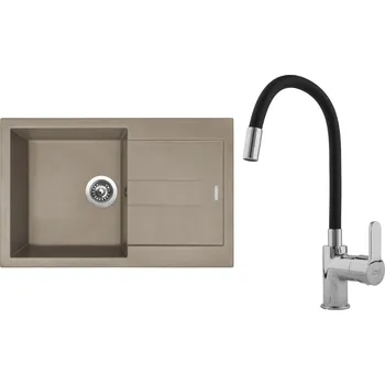 Kuchyňský dřez Set Sinks G12954 (dřez Amanda 780 Truffle 54 + baterie Flexia lesklá)