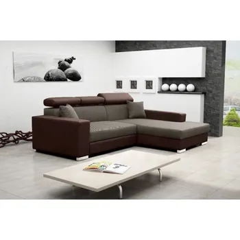 Sedací souprava Falco Rohová sedací souprava Mexicana LUX, rozkládací s úložným prostorem, pravá, tmavě hnědá Inari 27/Soft 23