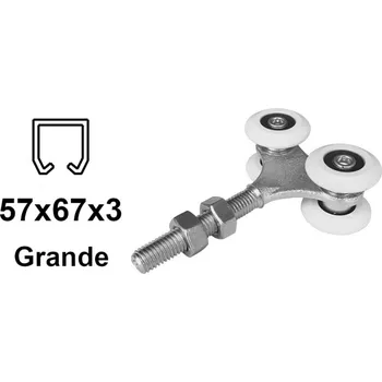 Vozík na závěsnou bránu 4 role pro profil 57×67×3 nylonové