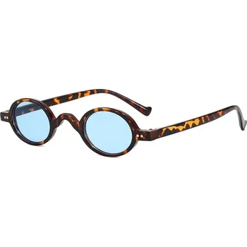 Sluneční brýle Dámské vintage kulaté sluneční brýle - Leopardí modrá