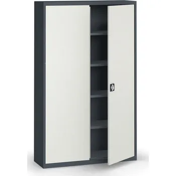 Policová skříň B2B Partner Plechová policová skříň METAL, 1950 x 1200 x 400 mm, 4 police, tmavě šedá / šedá