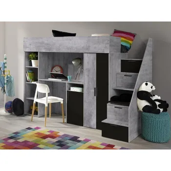 Dětská postel Multifunkční patrová postel pro 1 – Kony 14 Barevné provedení: Beton/černá