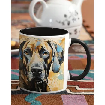 Keramický hrnek Německá doga, Barva Černá, Velikost 330 ml, Canvas Keramický hrnek s barevným uchem 2621