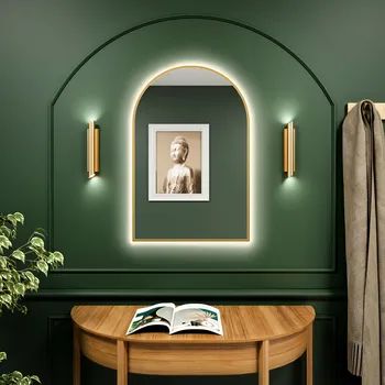 Zrcadlo Baltica Design Tiny Border Pastille Cut zrcadlo 60x140 cm s osvětlením zlatá 5904107926773