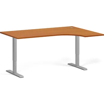 Psací stůl B2B Partner Rohový výškově nastavitelný stůl, 160x120 cm, 2 motory, L/P, šedá podnož, třešeň