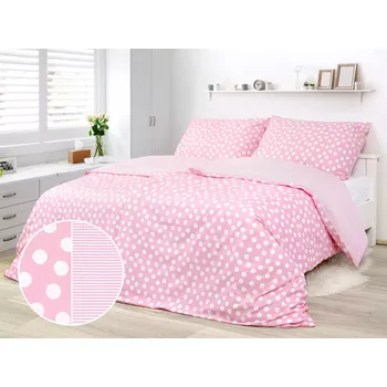 Povlečení Dětské bavlněné povlečení - velký puntík na růžové 140x200+70x90