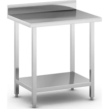 Dílenský stůl B2B Partner Nerezový pracovní stůl s policí a ohrádkou, 800 x 600 x 850 mm
