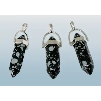 Přívěsek Obsidián vločkový hexagon přívěsek 4 cm