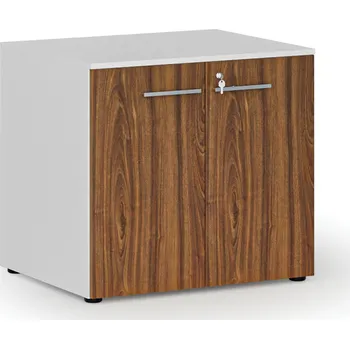 Policová skříň B2B Partner Kancelářská skříň s dveřmi PRIMO WHITE, 800 x 640 x 735 mm, bílá/ořech