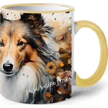 Keramický hrnek Sheltie, Barva Žlutá, Velikost 330 ml, Canvas Keramický hrnek s barevným uchem 2617