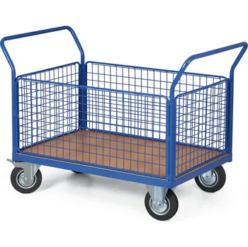 Plošinový vozík B2B Partner Plošinový vozík - 4 drátěné výplně, 1000x700 mm, nosnost 200 kg, kola 125 mm s černou pryží