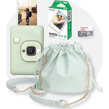 Analogový fotoaparát Fujifilm Instax mini LiPlay Set MISS Green + 5 ks Mini Album Weave (mix barev)