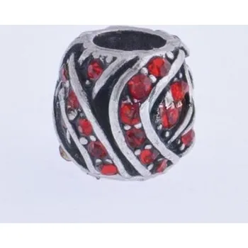 Přívěsek miXL.cz Korálky s velkým průvlekem - Pásky s krystalky - červené