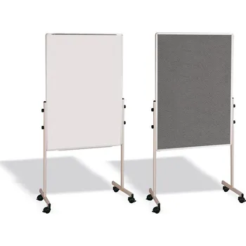 Bi-Office Mobilní kombinovaná tabule, bílá magnetická/šedá textilní, 700x1200 mm