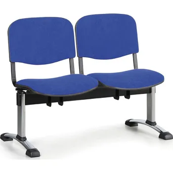 B2B Partner Čalouněná lavice do čekáren VIVA, 2-sedák, modrá, chromované nohy