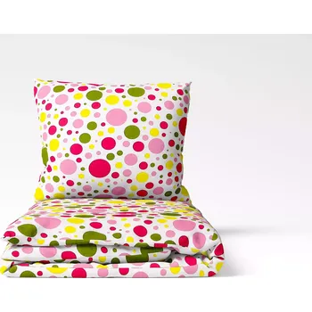 Povlečení Bavlněné povlečení - barevné růžové puntíky 140x200+70x90
