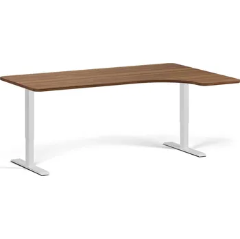 Psací stůl B2B Partner Polohovací stůl se zaoblenými rohy, 180x120 cm, 2 motory, L/P, bílá podnož, ořech