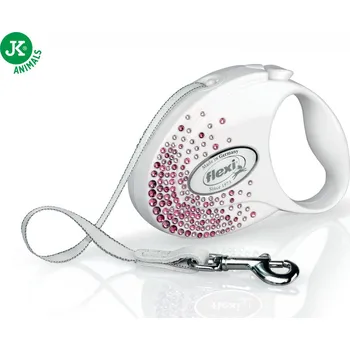 Vodítko pro psa flexi Glam Splash Pink Tape (pásek), velikost S, bílá