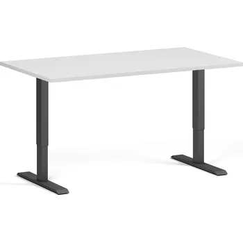 Psací stůl B2B Partner Výškově nastavitelný stůl, 140x80 cm, 2 motory, černá podnož, bílá