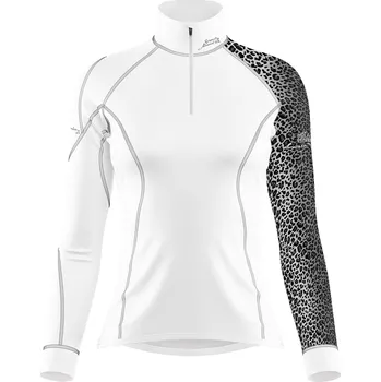 Dámské funkční triko dlouhý rukáv se zipem LEO bílá/šedá Bamboo Heavy - Šedá / XL