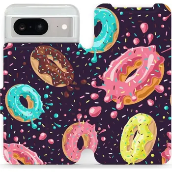 Pouzdro na mobilní telefon Flipové pouzdro Mobiwear - Google Pixel 8 - VP19S Donutky (Knížkové flip pouzdro, obal, kryt na mobil Google Pixel 8 - VP19S Donutky, materiál Umělá kůže + TPU - ochrana 360°, stojánek, silikonová vanička, magnetické zavírání)