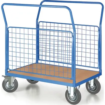 Plošinový vozík B2B Partner Plošinový vozík - 2 drátěné výplně, 1200x800 mm, nosnost 200 kg, kola 125 mm s šedou pryží
