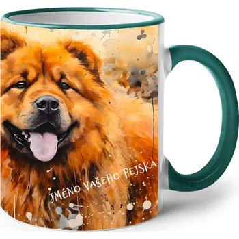 Keramický hrnek Čau-čau, Barva Zelená, Velikost 330 ml, Canvas Keramický hrnek s barevným uchem Bezvatriko.cz 2588