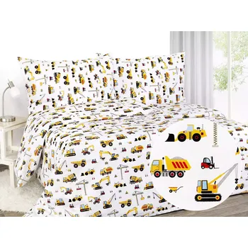 Povlečení Dětské bavlněné povlečení - bagři - do postýlky 90x140+40x60