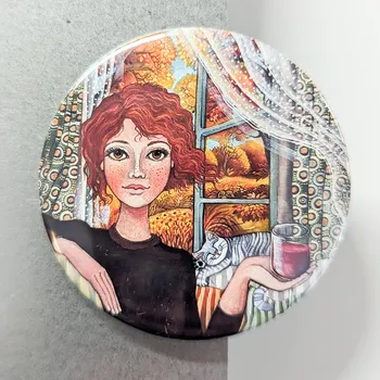 Dekorativní magnet Zuzana Honsová Je čas na skleničku dobrého vína - magnet 56 mm