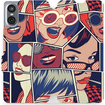 Pouzdro na mobilní telefon Flipové pouzdro Mobiwear - Sony Xperia 10 VI - VP18P Komiks (Knížkové flip pouzdro, obal, kryt na mobil Sony Xperia 10 VI - VP18P Komiks, materiál Umělá kůže + TPU - ochrana 360°, stojánek, silikonová vanička, magnetické zavírání)