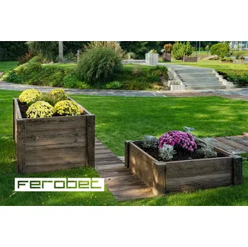 Vyvýšený záhon FEROBET Staré Dřevo Zvýšený Záhon Kompakt 100 cm 100 cm 45 cm Natur Reliéfní