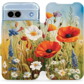 Pouzdro na mobilní telefon Flipové pouzdro Mobiwear - Google Pixel 8A - VP43S Letní louka (Knížkové flip pouzdro, obal, kryt na mobil Google Pixel 8A - VP43S Letní louka, materiál Umělá kůže + TPU - ochrana 360°, stojánek, silikonová vanička, magnetické zavírání)