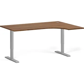 Psací stůl B2B Partner Rohový výškově nastavitelný stůl, 160x120 cm, 2 motory, L/P, šedá podnož, ořech