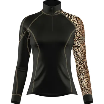 Dámské funkční triko dlouhý rukáv se zipem LEO černá/hnědá Bamboo Heavy - Hnědá / XL